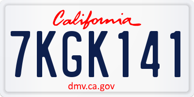 CA license plate 7KGK141