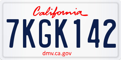 CA license plate 7KGK142