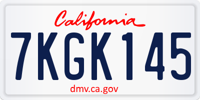 CA license plate 7KGK145