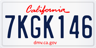 CA license plate 7KGK146