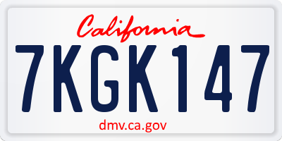 CA license plate 7KGK147