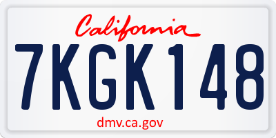 CA license plate 7KGK148