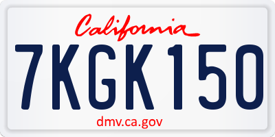 CA license plate 7KGK150