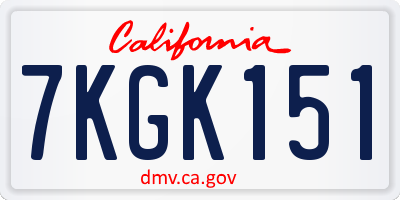 CA license plate 7KGK151