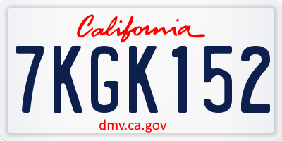 CA license plate 7KGK152