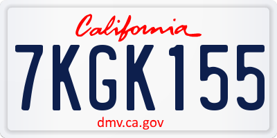 CA license plate 7KGK155