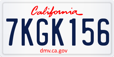 CA license plate 7KGK156