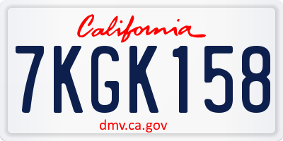 CA license plate 7KGK158