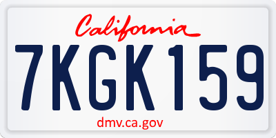 CA license plate 7KGK159