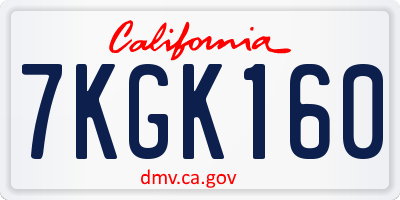 CA license plate 7KGK160