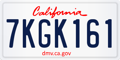CA license plate 7KGK161