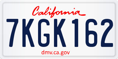 CA license plate 7KGK162