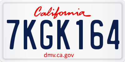 CA license plate 7KGK164
