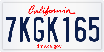 CA license plate 7KGK165