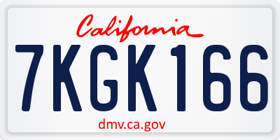 CA license plate 7KGK166
