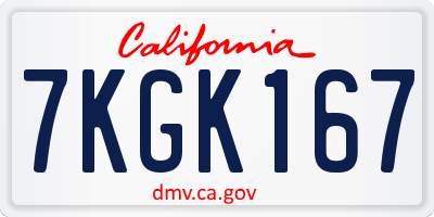 CA license plate 7KGK167