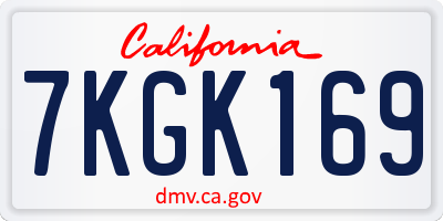 CA license plate 7KGK169
