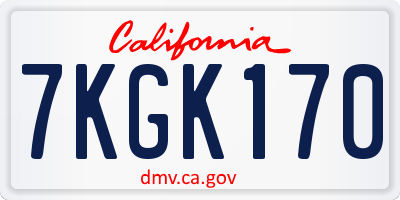 CA license plate 7KGK170