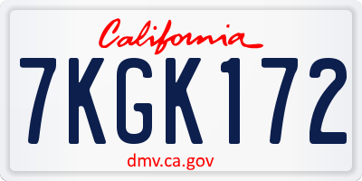 CA license plate 7KGK172