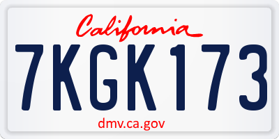 CA license plate 7KGK173