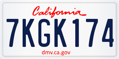 CA license plate 7KGK174