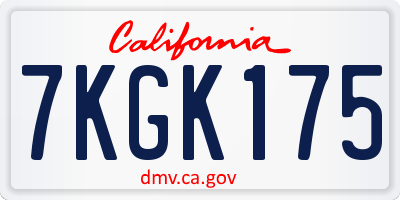CA license plate 7KGK175