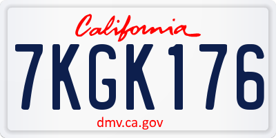 CA license plate 7KGK176