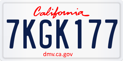 CA license plate 7KGK177