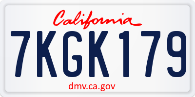 CA license plate 7KGK179