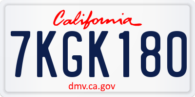 CA license plate 7KGK180
