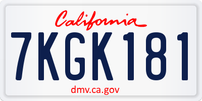 CA license plate 7KGK181