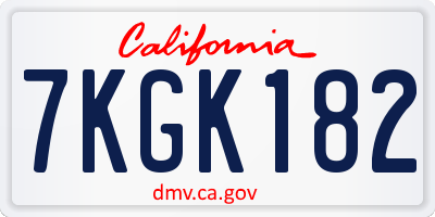 CA license plate 7KGK182