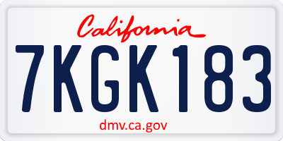 CA license plate 7KGK183
