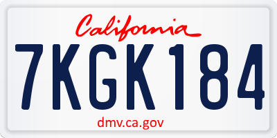 CA license plate 7KGK184