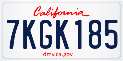 CA license plate 7KGK185