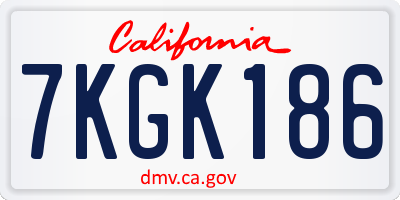 CA license plate 7KGK186