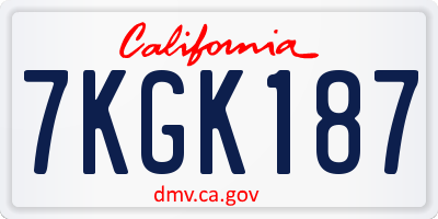 CA license plate 7KGK187