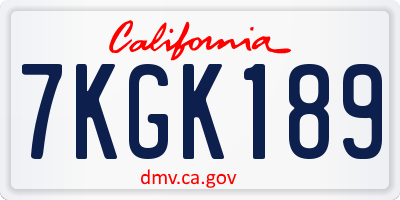 CA license plate 7KGK189