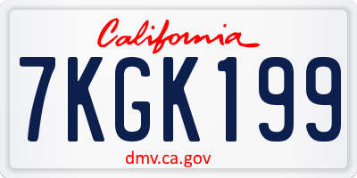 CA license plate 7KGK199
