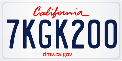 CA license plate 7KGK200