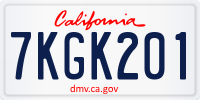 CA license plate 7KGK201
