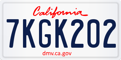 CA license plate 7KGK202