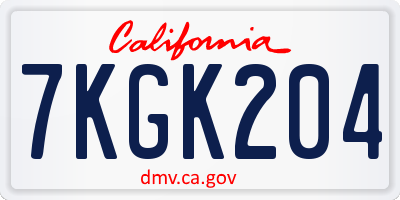 CA license plate 7KGK204