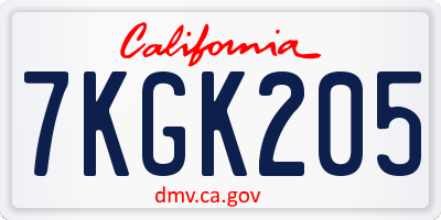 CA license plate 7KGK205
