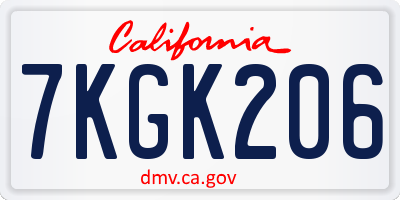 CA license plate 7KGK206