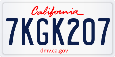 CA license plate 7KGK207