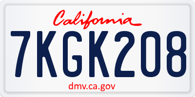 CA license plate 7KGK208