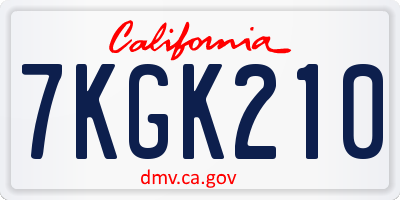 CA license plate 7KGK210