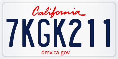 CA license plate 7KGK211