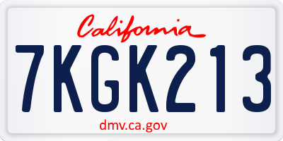 CA license plate 7KGK213